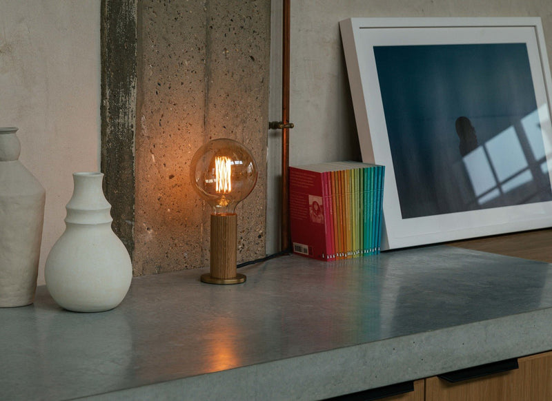 Knuckle Table Lamp - Tala - Blackened Oak - w/ Sphere IV Bulb - HORNE
