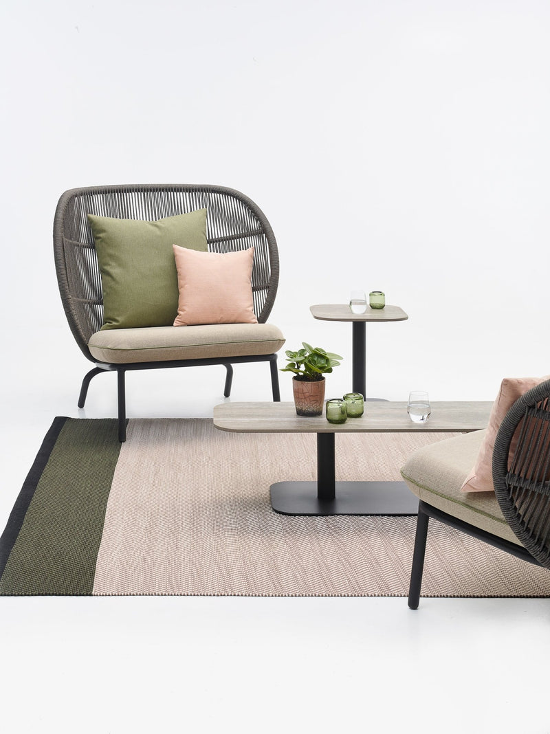 Kodo Cocoon Chair - Vincent Sheppard - Outdoor Furniture - Fossil Grey - Olive Green & Blush - HORNE