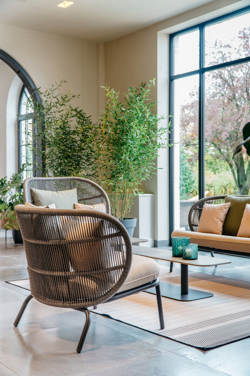 Kodo Lounge Chair - Vincent Sheppard - Outdoor Furniture - Fossil Grey - Olive Green & Blush - HORNE