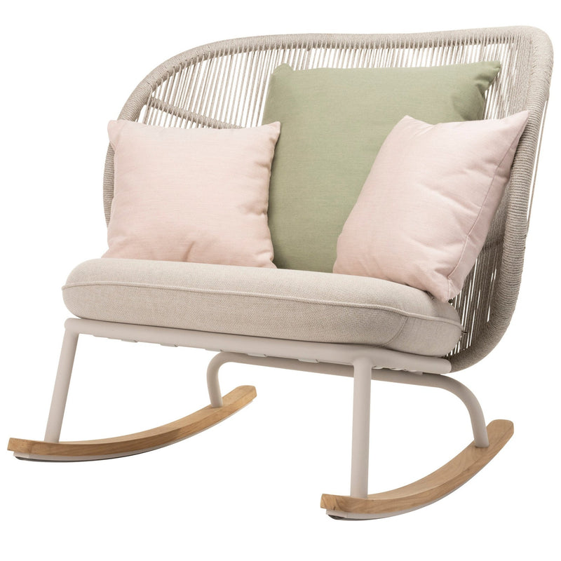 Kodo Rocking Chair - Vincent Sheppard - Outdoor Furniture - Fossil Grey - Olive Green & Blush - HORNE