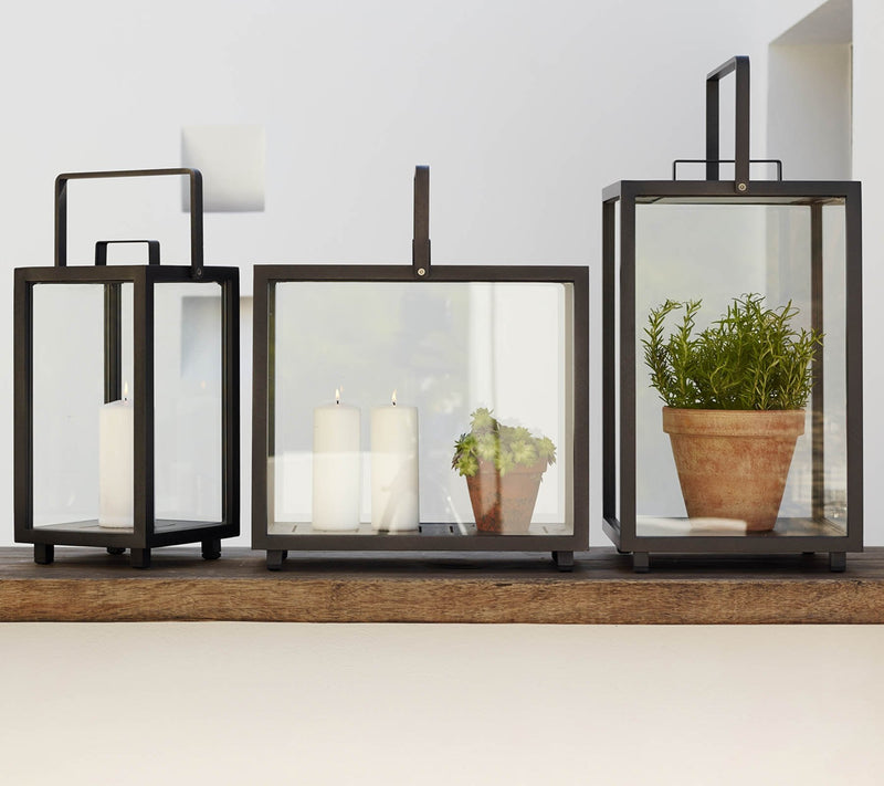 Lighthouse Lanterns - Aluminum - Cane Line - Candle Holders - Rectangular - Lava Grey - HORNE