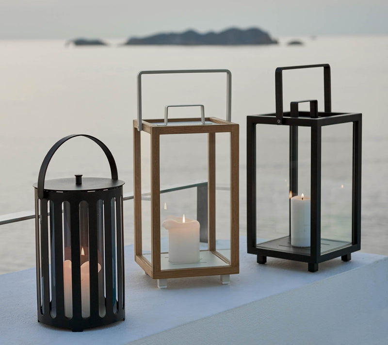 Lighthouse Lanterns - Aluminum - Cane Line - Candle Holders - Rectangular - Lava Grey - HORNE