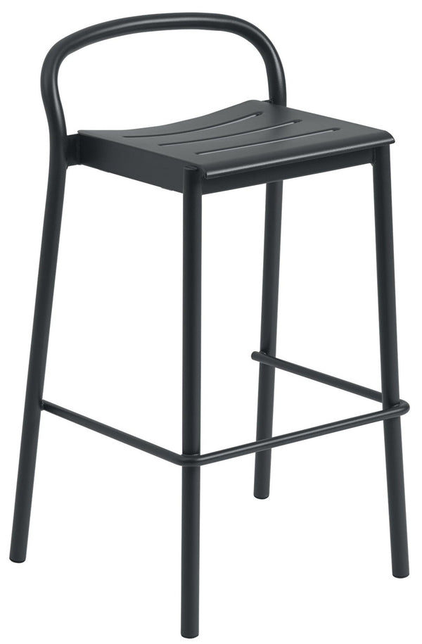 Linear Steel Bar & Counter Stool - Muuto - Stools + Benches + Ottomans - Bar Height - Black - HORNE