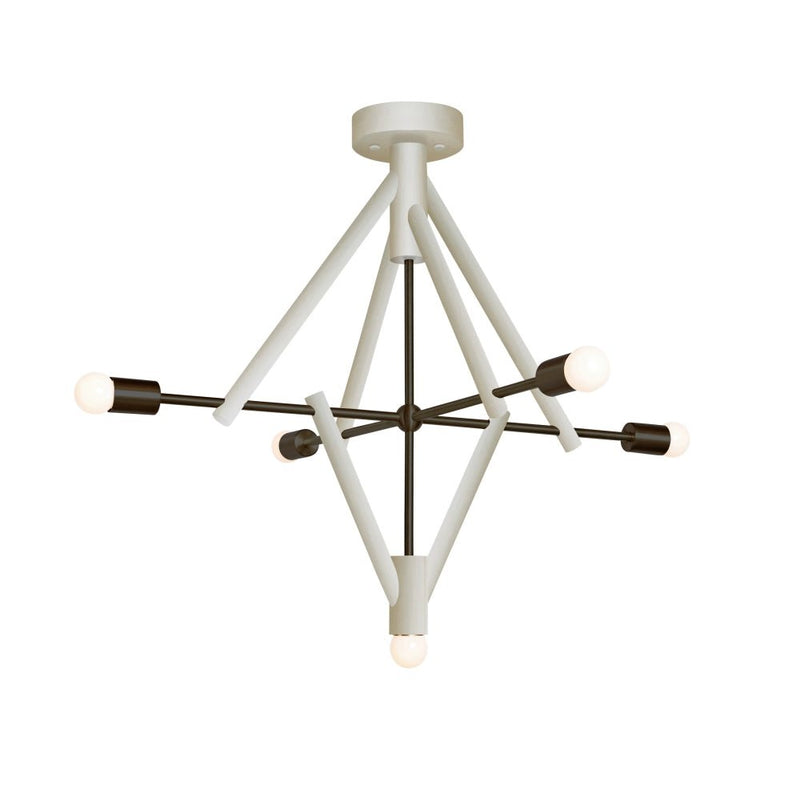 Lodge Wood and Metal Chandelier Five Light Fixture