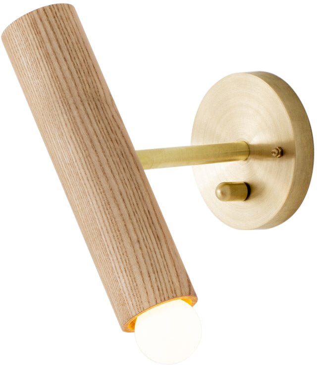 Lodge Extension Sconce - Workstead - Wall Sconces - Natural Oak - Hewn Brass - HORNE