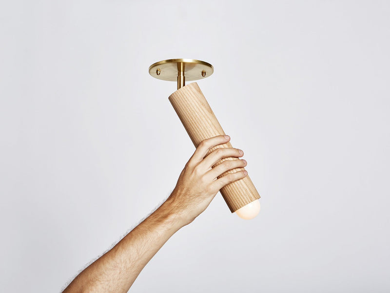 Lodge Flush Mount - Workstead - Ceiling Lights - Natural Oak - Hewn Brass - HORNE