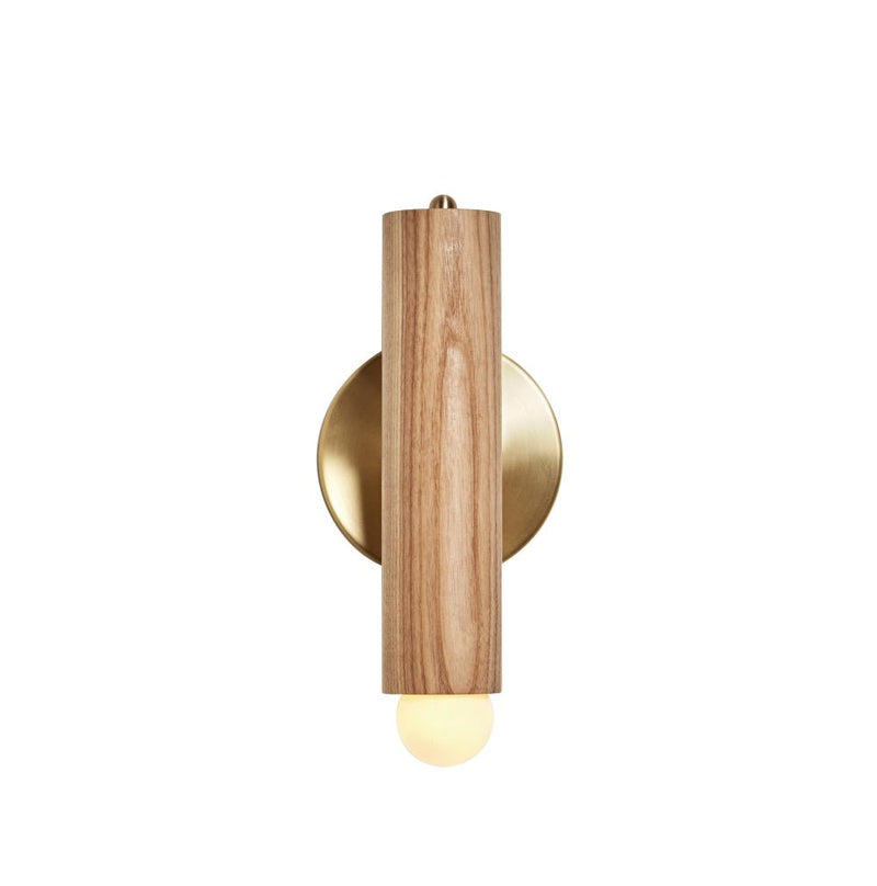 Lodge Wall Sconce - Workstead - Wall Sconces - Natural Oak - Hewn Brass - HORNE