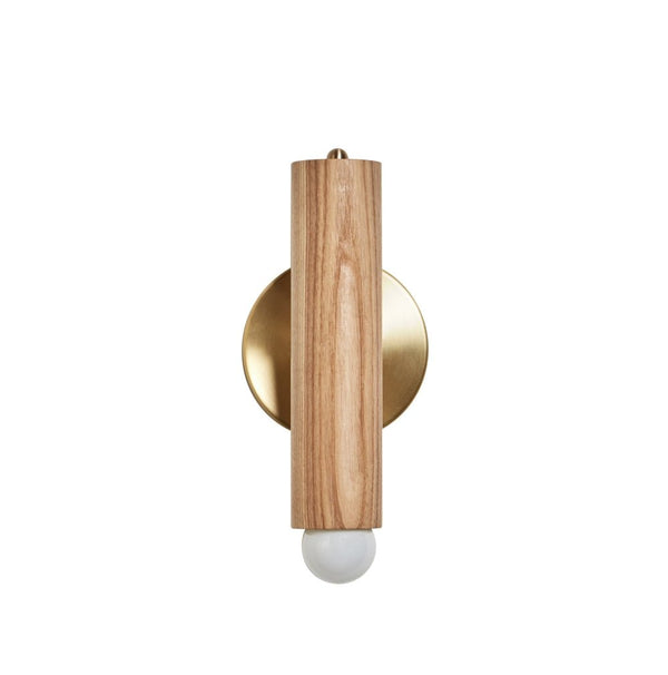 Lodge Wall Sconce - Workstead - Wall Sconces - Natural Oak - Hewn Brass - HORNE