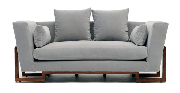 LRG Love Seat - No Tray - Artless - Sofas - Linen Blend - Mushroom - Walnut - HORNE