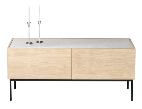 LUC 160 Sideboard With 2 Drawers - Glass Top - Asplund - Sideboards + Cabinets - Natural Oak - P1 - White - 15 - HORNE
