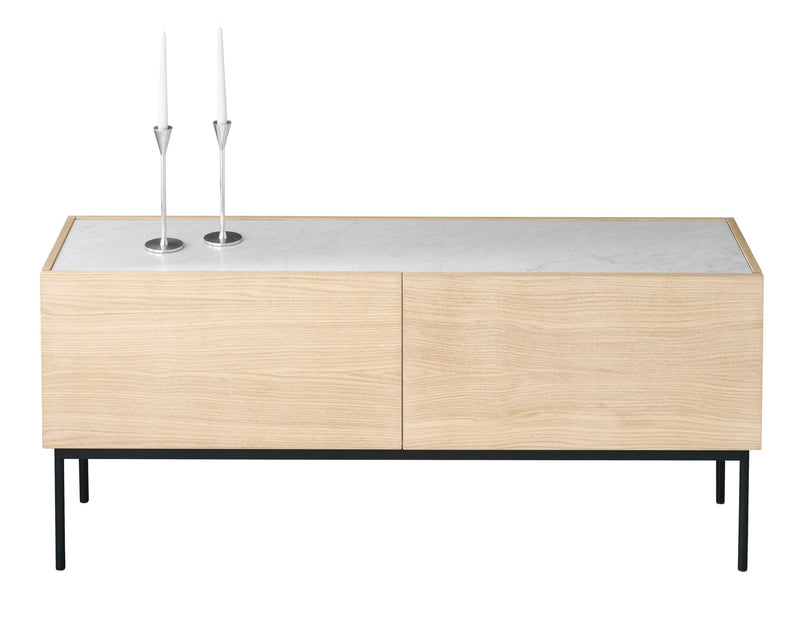 LUC 160 Sideboard With 2 Drawers - Glass Top - Asplund - Sideboards + Cabinets - Natural Oak - P1 - White - 15 - HORNE
