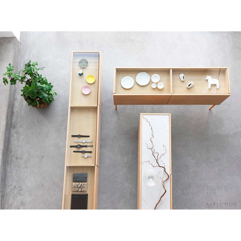 LUC 160 Sideboard With 2 Drawers - Glass Top - Asplund - Sideboards + Cabinets - Natural Oak - P1 - White - 15 - HORNE