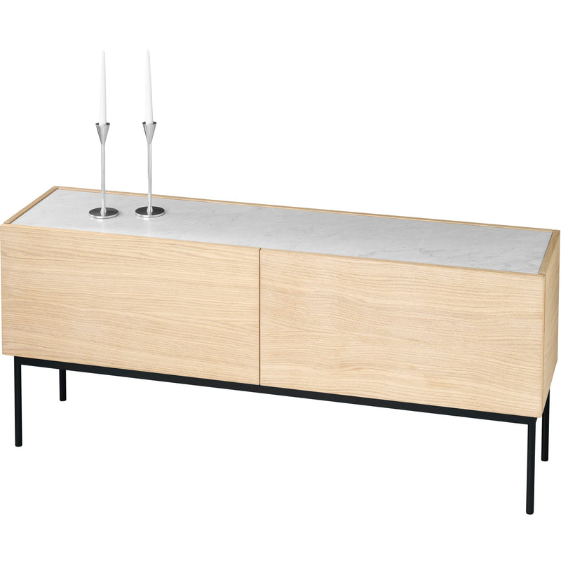 LUC 160 Sideboard With 2 Drawers - Marble Top - Asplund - Sideboards + Cabinets - White Stained Oak - P2 - Carrara Marble - White - 15 - HORNE