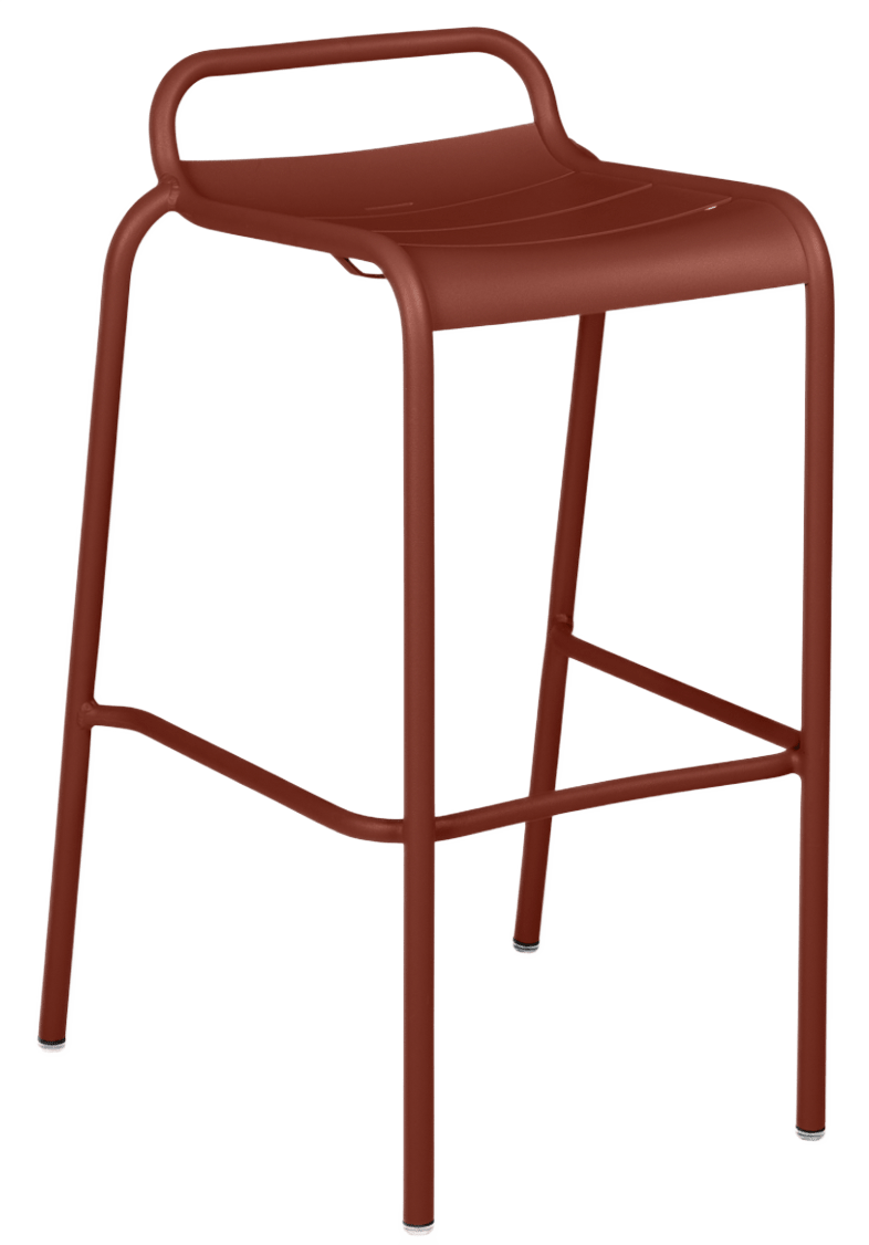 Luxembourg High Stool with Low Back - Set of 2 - Fermob - Outdoor Furniture - Black Cherry - HORNE