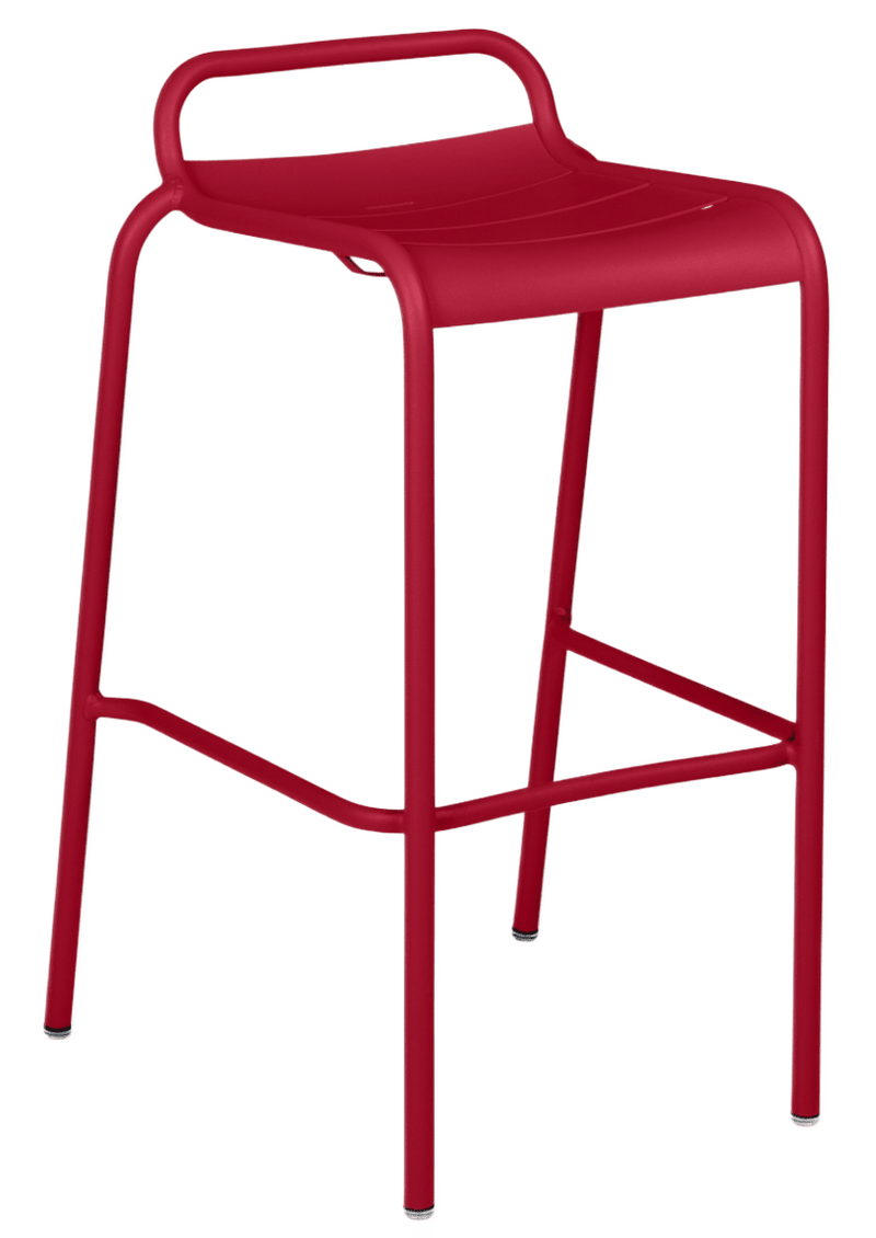 Luxembourg High Stool with Low Back - Set of 2 - Fermob - Outdoor Furniture - Black Cherry - HORNE