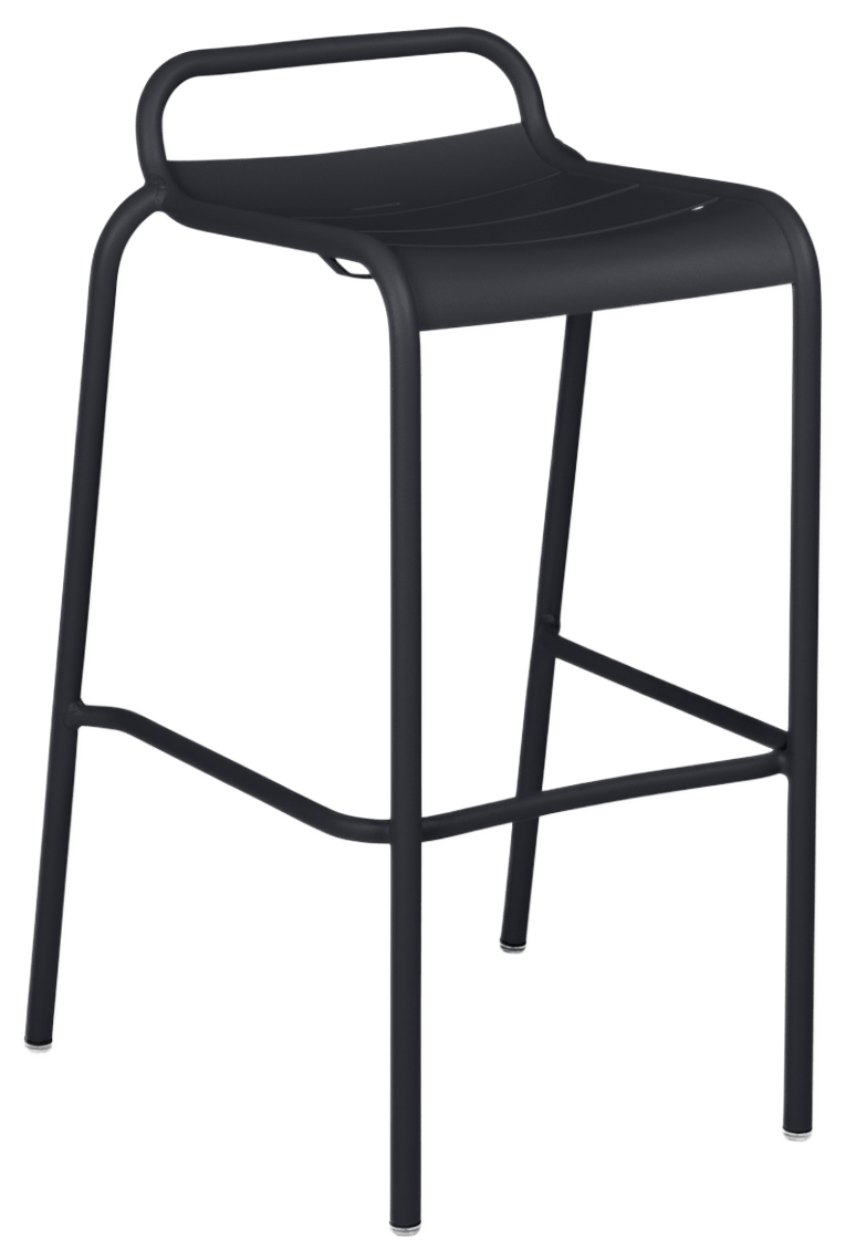 Luxembourg High Stool with Low Back - Set of 2 - Fermob - Outdoor Furniture - Black Cherry - HORNE