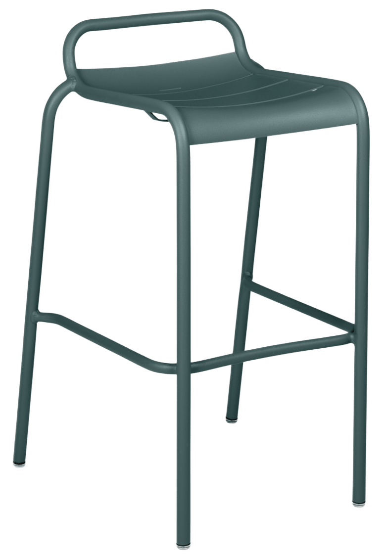 Luxembourg High Stool with Low Back - Set of 2 - Fermob - Outdoor Furniture - Black Cherry - HORNE