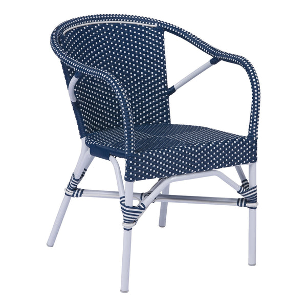 Madeleine Arm Chair AluRattan - Sika Design - Outdoor Furniture - Navy Blue with White Dots - White - HORNE