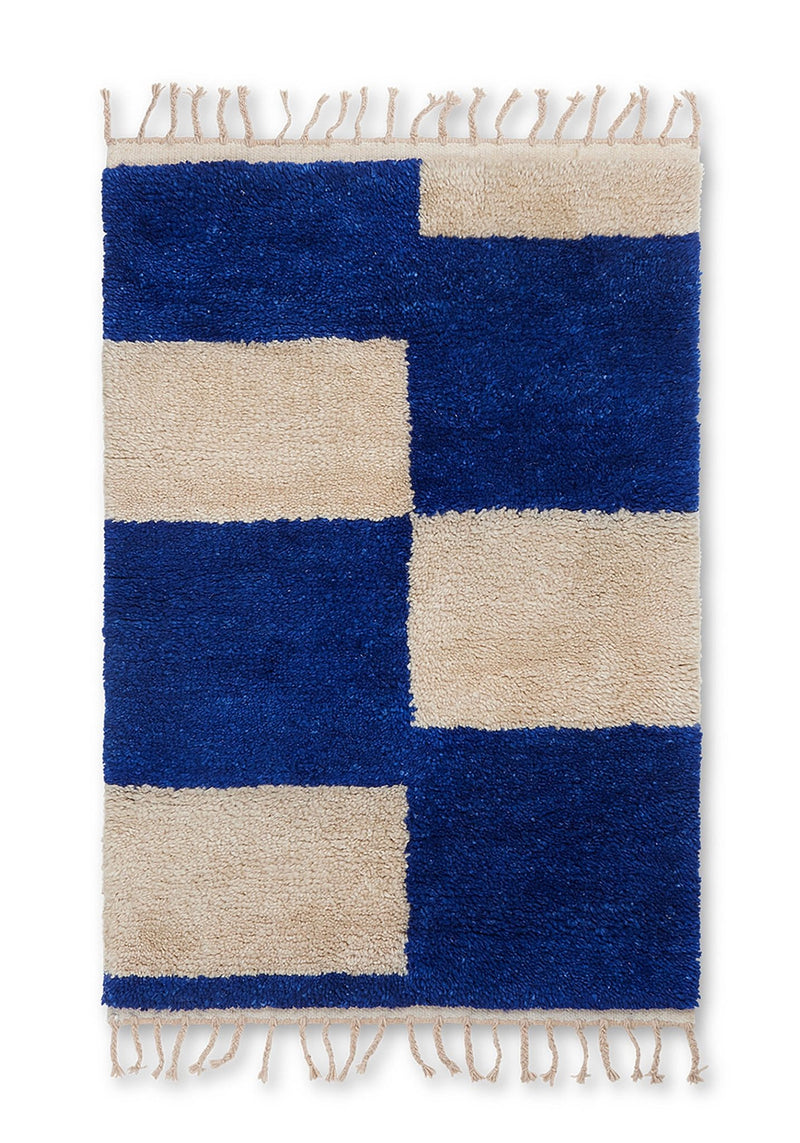 Mara Knotted Rug - Ferm Living  Rugs - Large - Bright Blue/ Off - White - HORNE
