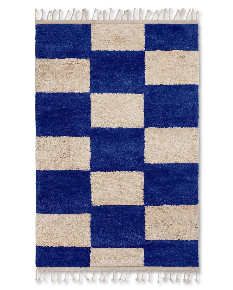 Mara Knotted Rug - Ferm Living  Rugs - Large - Bright Blue/ Off - White - HORNE