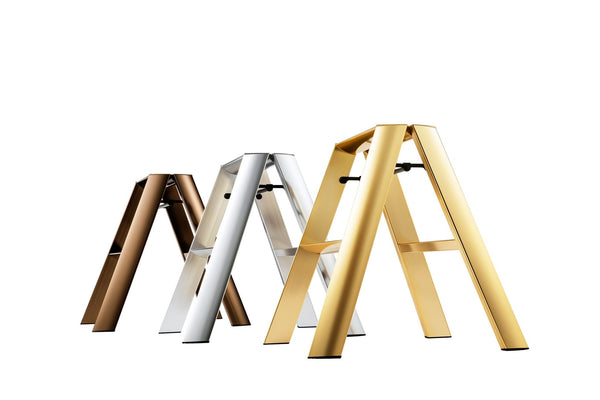 Metaphys Lucano Stepstool 2 - Step - Metallic - Hasegawa USA Inc - Ladder + Step Stool - SIlver - HORNE