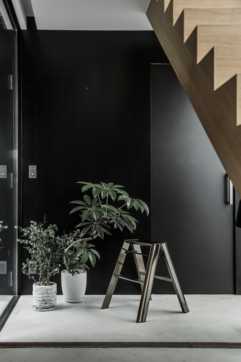 Metaphys Lucano Stepstool 2 - Step - Metallic - Hasegawa USA Inc - Ladder + Step Stool - SIlver - HORNE