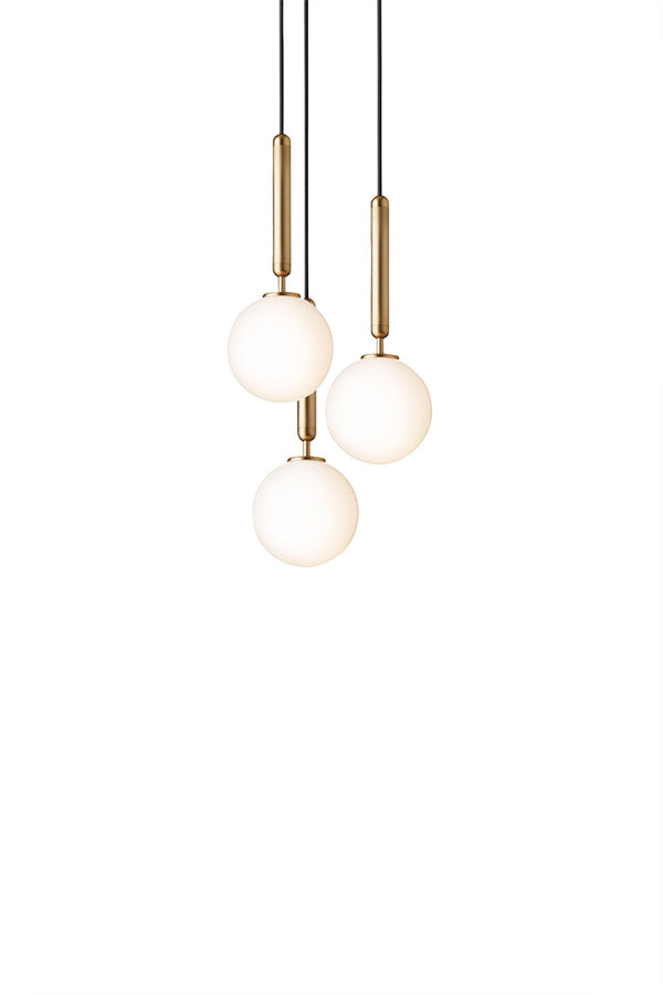 Miira 3 Pendant - Small - Nuura - Pendants - Brass/Opal White - HORNE