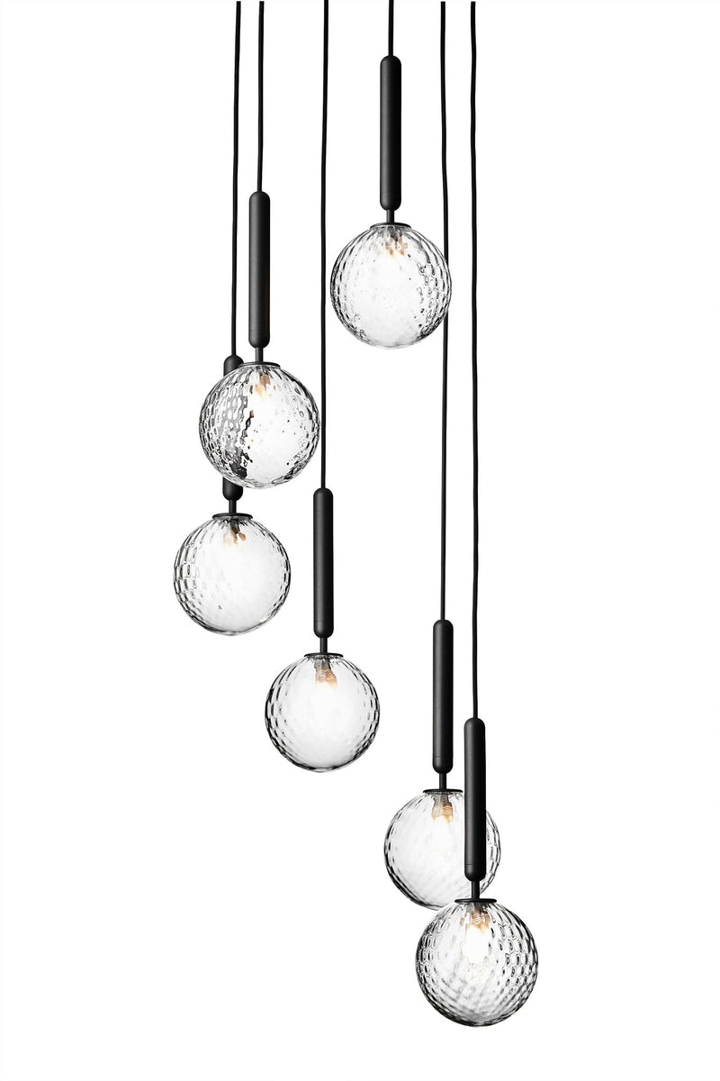 Miira 6 Chandelier - Nuura - Chandeliers - Rock Grey/Optic Clear - HORNE