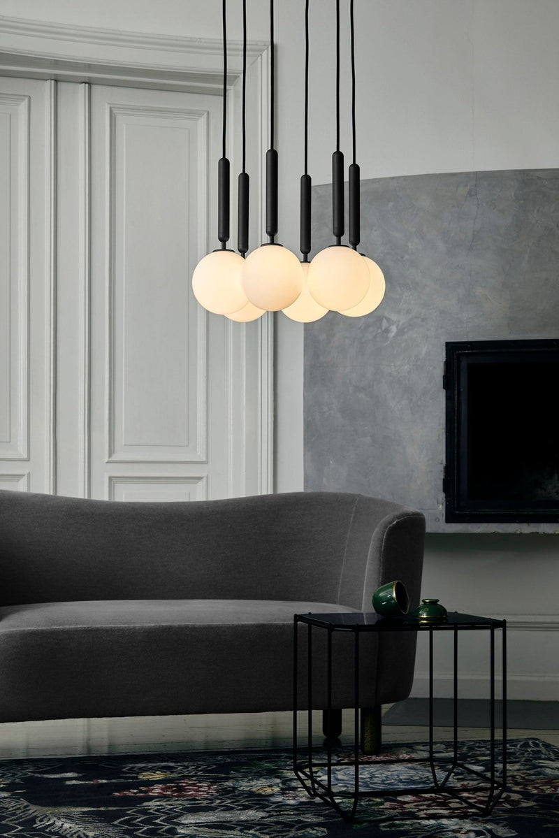 Miira 6 Chandelier - Nuura - Chandeliers - Rock Grey/Optic Clear - HORNE