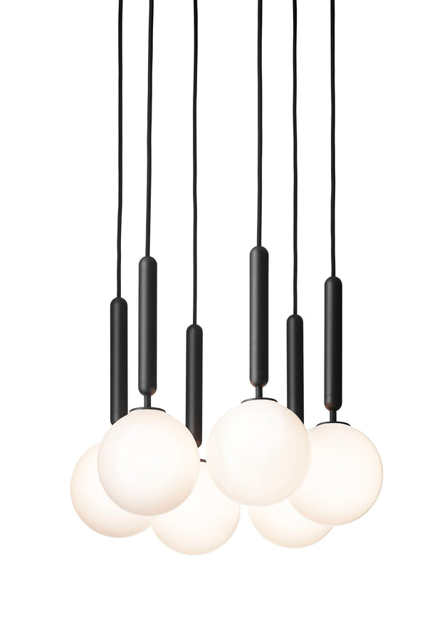 Miira 6 Chandelier - Nuura - Chandeliers - Rock Grey/Opal White - HORNE