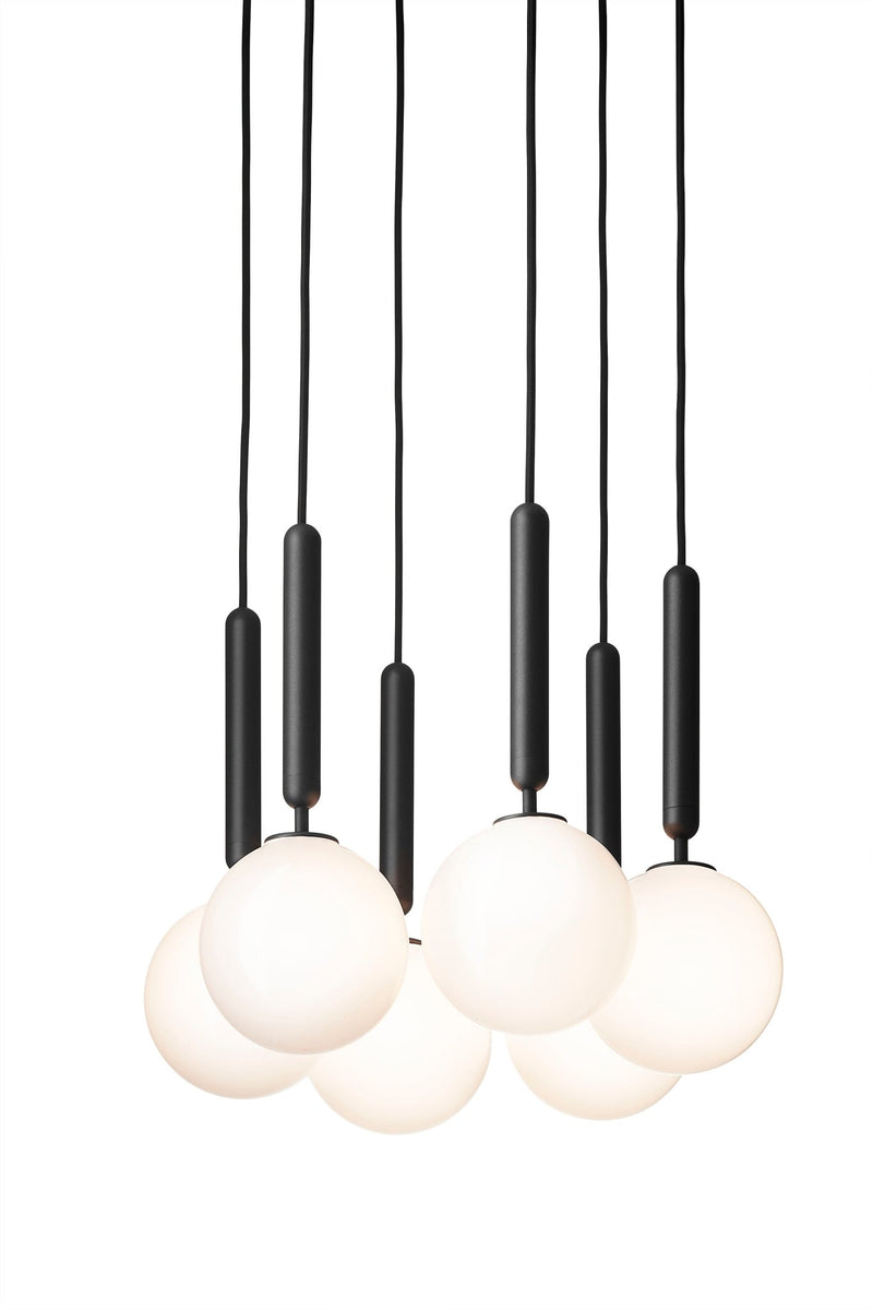 Miira 6 Chandelier - Nuura - Chandeliers - Rock Grey/Optic Clear - HORNE