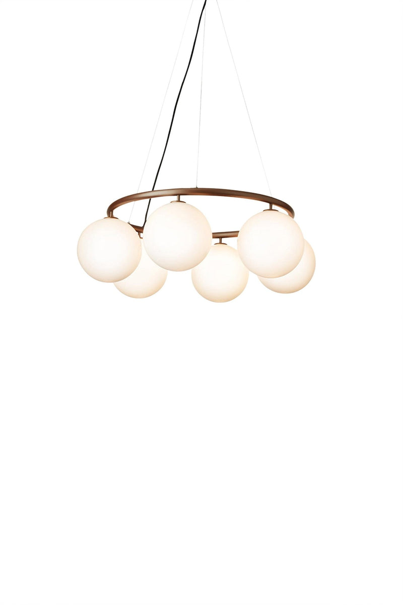 Miira 6 Circular Pendant - Nuura - Pendants - Dark Bronze/Opal White - HORNE