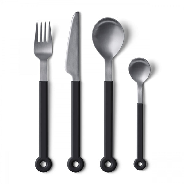 Mono Ring 24 +1 Cutlery Set Black w/ Stand - Mono - Flatware + Serving Pieces - HORNE