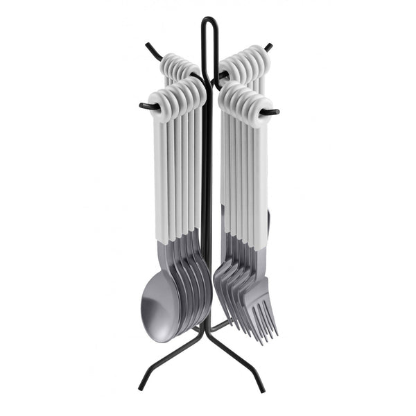 Mono Ring 24 +1 Cutlery Set White w/ Stand - Mono - Flatware + Serving Pieces - HORNE