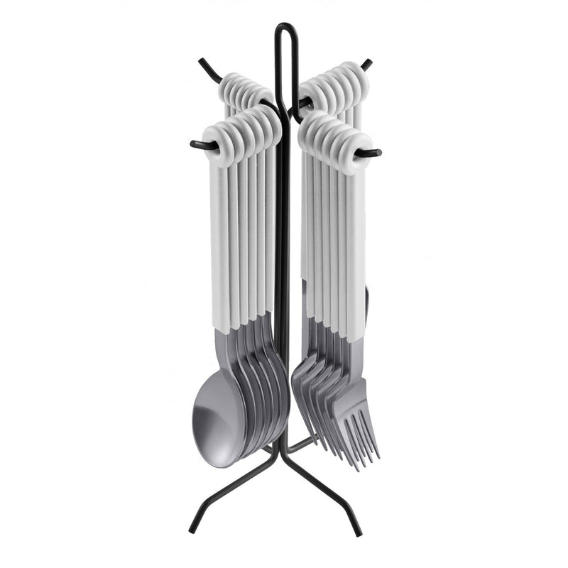 Mono Ring 24 +1 Cutlery Set White w/ Stand - Mono - Flatware + Serving Pieces - HORNE