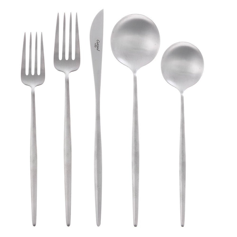 Moon Cutlery - Brushed Steel - Sets - Cutipol - Flatware + Serving Pieces - 24 Piece Setting - HORNE
