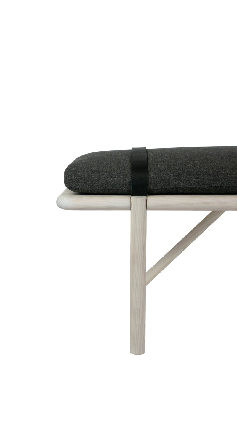 Mora Bench - Eastvold Furniture - Outdoor Furniture - White Ash - Add Natural Cushion - Add Black Leather Strap - HORNE