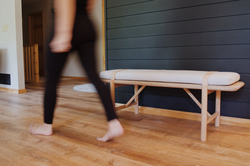 Mora Bench - Eastvold Furniture - Outdoor Furniture - White Ash - Add Natural Cushion - Add Black Leather Strap - HORNE