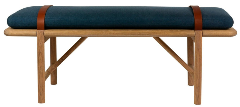 Mora Bench - Eastvold Furniture - Outdoor Furniture - White Ash - Add Natural Cushion - Add Black Leather Strap - HORNE