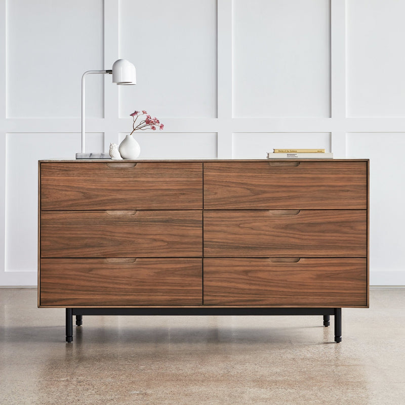 Munro 6 Drawer Dresser - Gus* Modern - Dressers - Walnut - HORNE