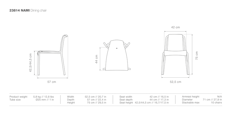 NAMI Outdoor Dining Chair - No Armrests - HOUE - Outdoor Furniture - Black - HORNE