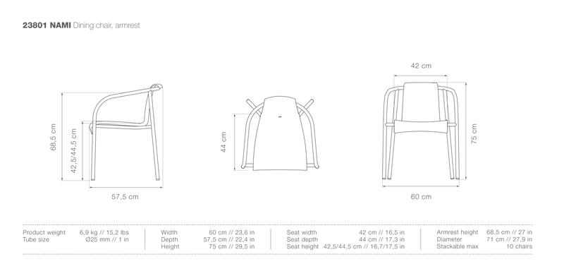 NAMI Outdoor Dining Chair w/Armrests - HOUE - Outdoor Furniture - Black - HORNE