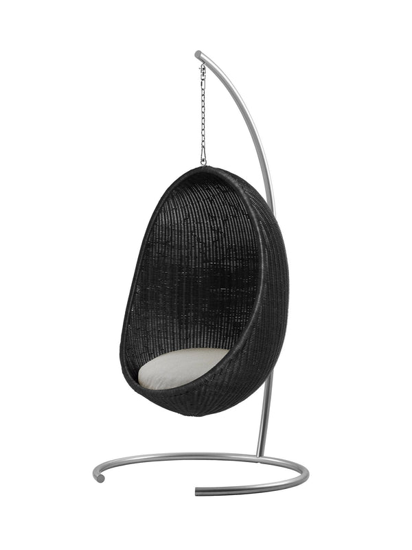 Nanna Ditzel Hanging Egg Chair - Sika Design - Chairs - Core Black - Sunbrella Sailcloth Seagull - With Chain + Stand - HORNE