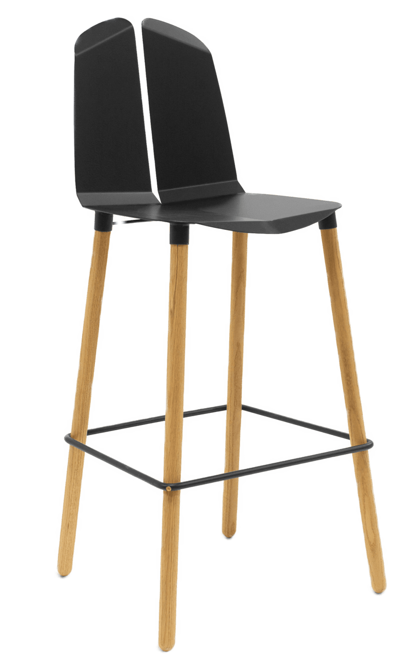 Noa Bar Stool - Tronk - Stools + Benches + Ottomans - Black - Natural Oak - HORNE