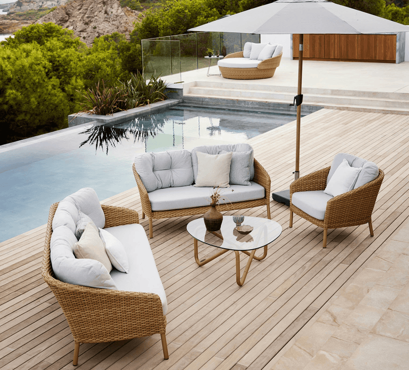 Ocean Large Lounge Chair - Cane Line - Outdoor Furniture - Natural - White Grey Cane - line Link - HORNE