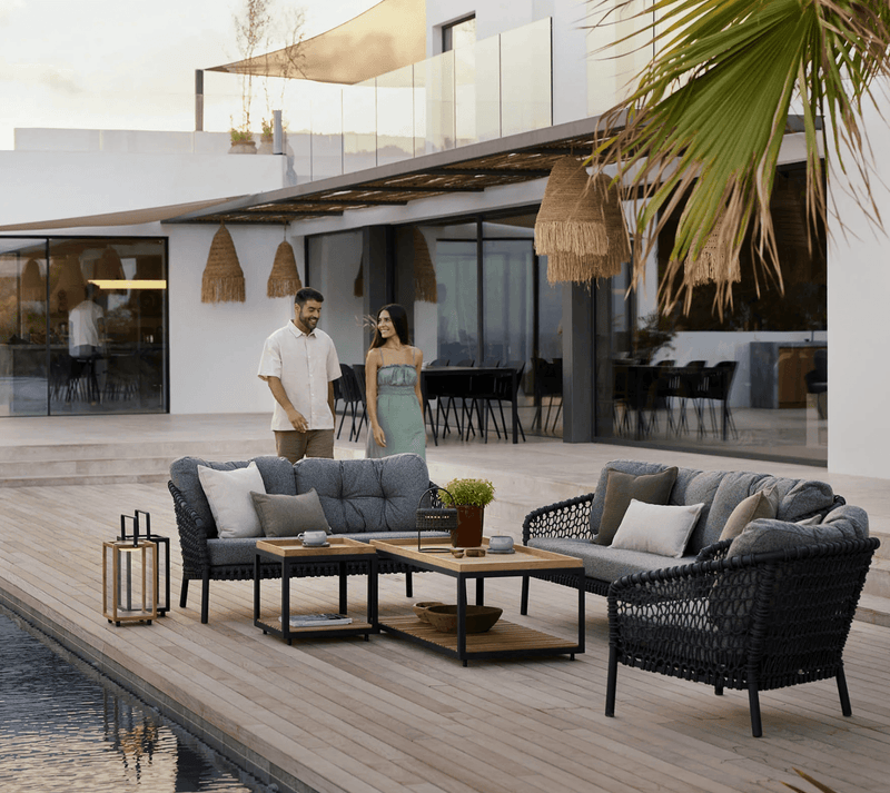 Ocean Large Lounge Chair - Cane Line - Outdoor Furniture - Natural - White Grey Cane - line Link - HORNE