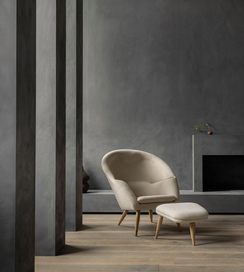 Oda Ottoman - Audo Copenhagen Stools + Benches + Ottomans - Natural Oak - Hallingdal 65 Fabric - 0110 - HORNE