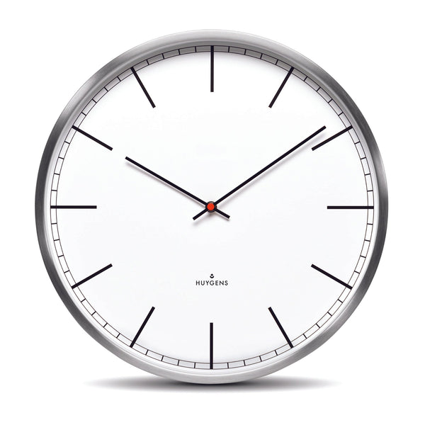 One45 Wall Clock - Stainless Steel and White Arabic - Huygens - Clocks - White Index - HORNE