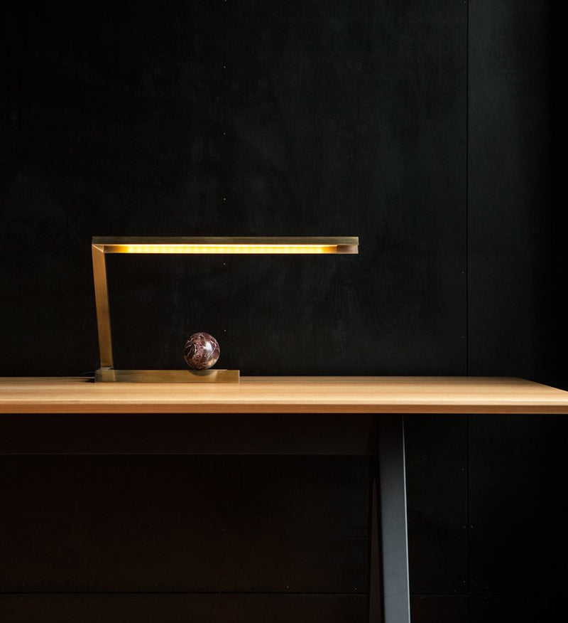 Oud Table Light - Resident - Table + Task - Matte Black w/ Honey Onyx Marble - HORNE