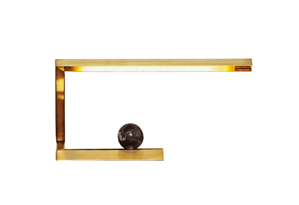 Oud Table Light - Resident - Table + Task - Brushed Brass w/ Rossa Levanto Marble - HORNE